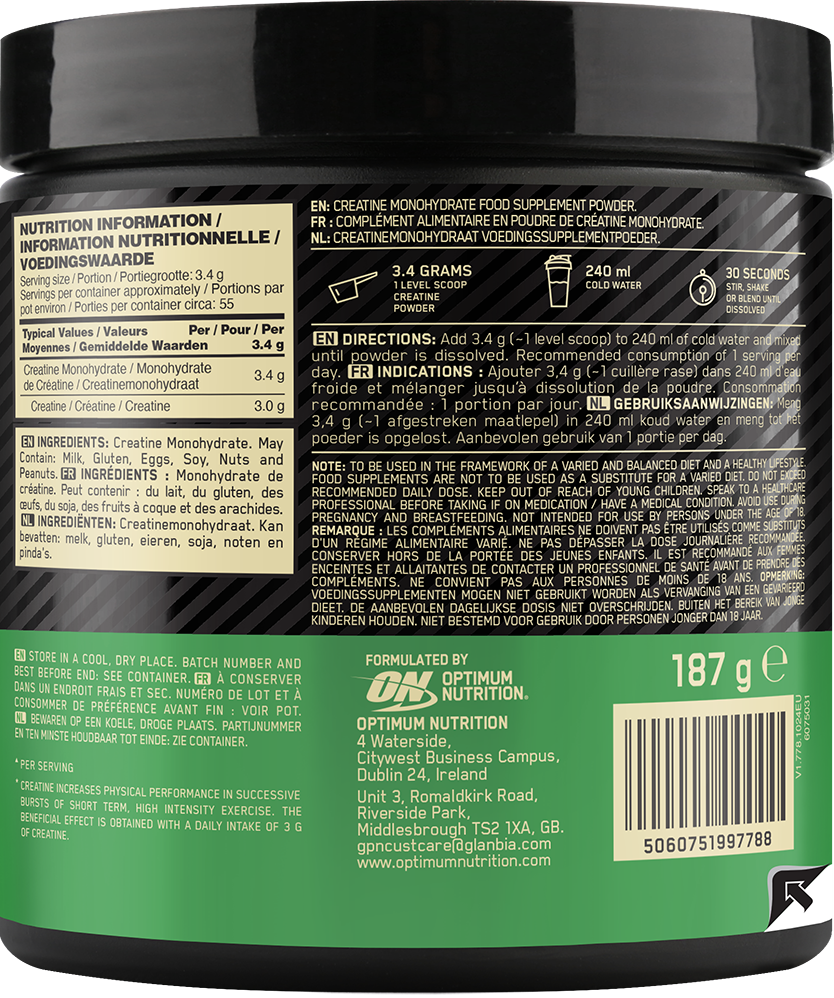 Optimum Nutrition Micronised Creatine Powder - 187 g