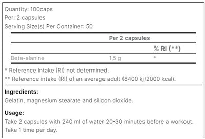 BETA ALANINE XS - 100CAPS